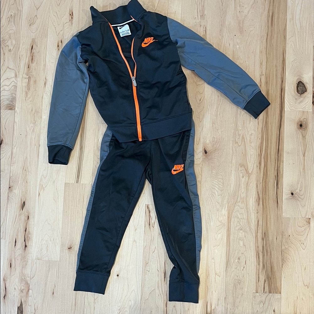 Nike Black and Gray Tracksuit with Orange Highlights